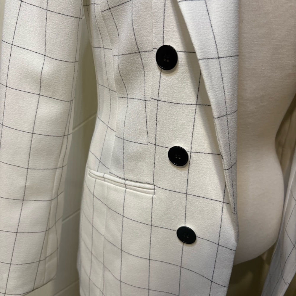 Bar III White Windowpane Plaid Blazer (XS) 80s‎ Style/ Retro/ - Picture 4 of 7
